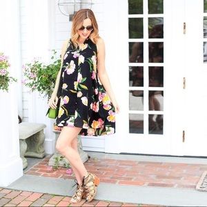 Adrianna Papell Floral Crepe De Chine Shirt Dress